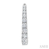 1 1/2 Ctw Graduated Round Cut Diamond Fashion Hoop Earrings in 14K White Gold