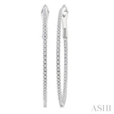 1/2 Ctw Inside & Outside Round Cut Diamond Hoop Earrings in 14K White Gold