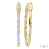 1/4 Ctw Inside & Outside Round Cut Diamond Hoop Earrings in 14K Yellow Gold