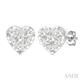 1/6 Ctw Lovebright Petite Heart Shape Round Cut Diamond Fashion Stud Earrings in 10K Yellow and White Gold