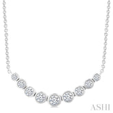 1/2 Ctw Graduated Bezel Set Round Cut Diamond Smile Necklace in 14K White Gold
