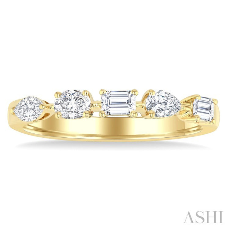 1/2 Ctw Mixed Shape Diamond Cut Fashion Band in 14K Yellow Gold