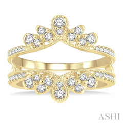 1/2 Ctw Milgrain Twist Round Cut Diamond Insert Ring in 14K Yellow Gold