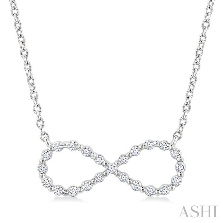 1/8 Ctw Petite Infinity Round Cut Diamond Fashion Pendant With Chain in Sterling Silver