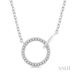 1/10 Ctw Round Cut Diamond Interlocked Circle Fashion Petite Pendant With Chain in 10K White Gold