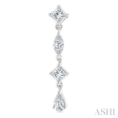 1/2 Ctw Mixed Cut Diamond Fashion Long Earrings in 14K White Gold
