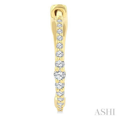 1/4 Ctw Round Cut Diamond Graduated Riviera Hoop Earrings in 14K Yellow Gold