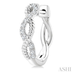 1/4 Ctw Split & Twisted Rope and Round Cut Diamond Huggie Petite Earrings in 10K White Gold