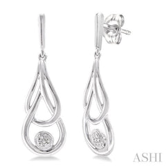 1/50 Ctw Round Cut Diamond Fashion Earrings in Sterling Silver
