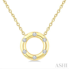 1/8 Ctw Hollow Cut Circle Round Cut Diamond Petite Pendant With Chain in 10K Yellow Gold