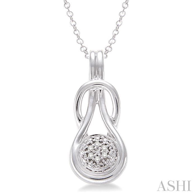 1/50 Ctw Round Cut Diamond Fashion Pendant in Sterling Silver with Chain