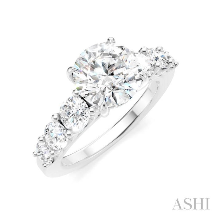 1 1/10 Ctw Round Shape Round Cut Diamond Semi-Mount Engagement Ring in 14K White Gold