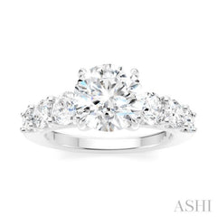 1 1/10 Ctw Round Shape Round Cut Diamond Semi-Mount Engagement Ring in 14K White Gold