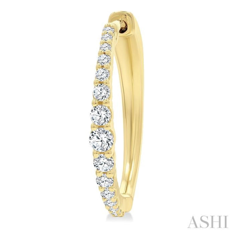 1/2 Ctw Round Cut Diamond Graduated Riviera Hoop Earrings in 14K Yellow Gold