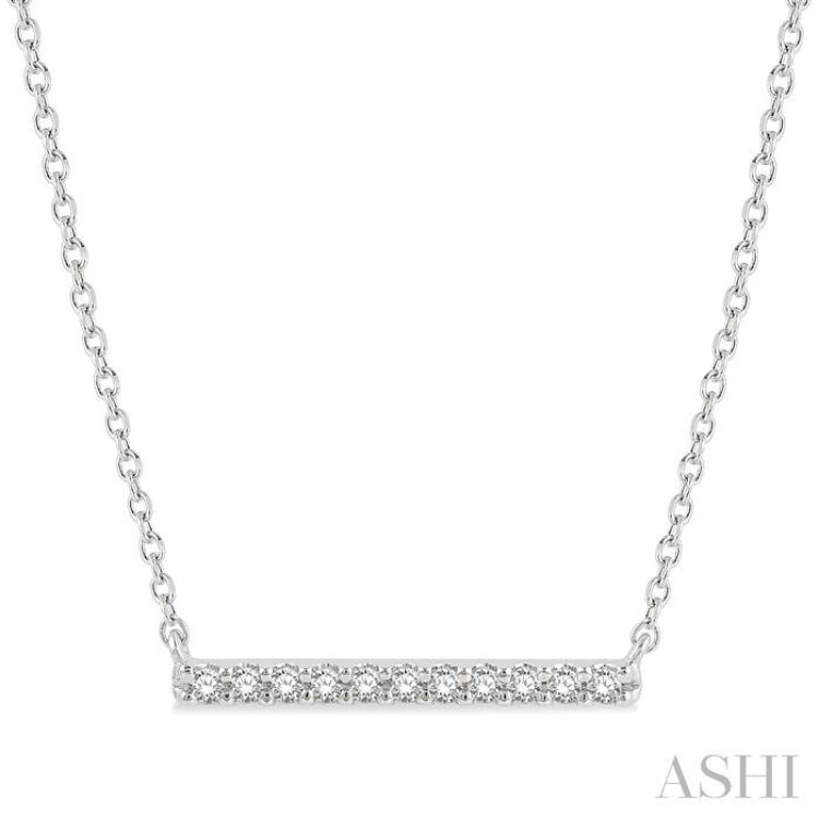 1/8 Ctw Round Cut diamond Petite Bar Necklace in 10K White Gold