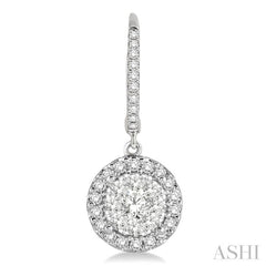 5/8 Ctw Round Cut Diamond Lovebright Earrings in 14K White Gold