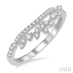 1/3 Ctw Alternating Marquise and Circular Mount Round Cut Diamond Curved Band in 14K White Gold
