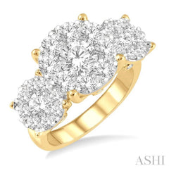3 Ctw Lovebright Round Cut Diamond Ring in 14K Yellow and White Gold