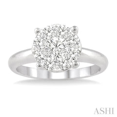 1 Ctw Round Cut Lovebright Diamond Ring in 14K White Gold