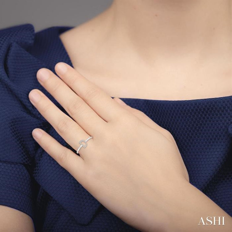 1/20 Ctw Initial 'D' Round Cut Diamond Fashion Ring in 10K White Gold