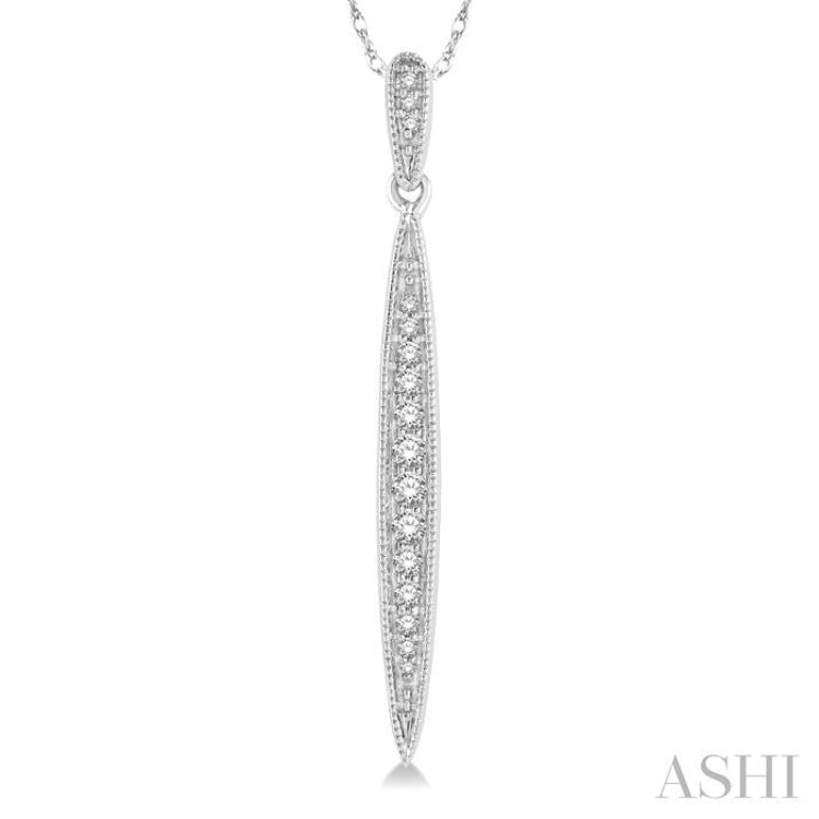 1/6 Ctw Spike Round Cut Diamond Pendant With Link Chain in 10K White Gold