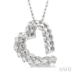 1/4 Ctw Diamond Journey Heart Pendant in 14K White Gold with chain
