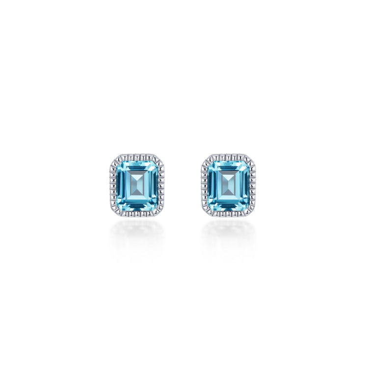 March Birthstone Solitaire Stud Earrings