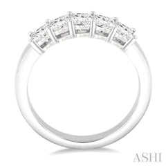 1 Ctw Princess Cut Diamond Wedding Band in 14K White Gold