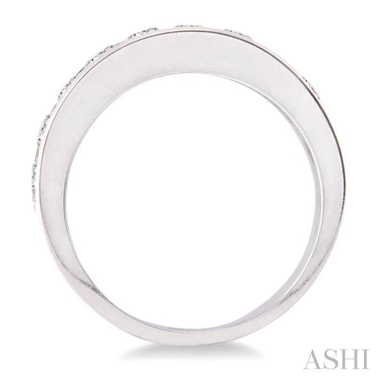 1 Ctw Channel Set Round Cut Diamond Wedding Band in 14K White Gold