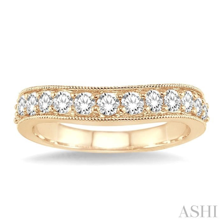 1 Ctw Round Cut Diamond 'V' Shape Band in 14K Yellow Gold