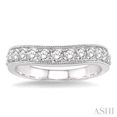 3/4 Ctw Round Cut Diamond 'V' Shape Band in 14K White Gold.