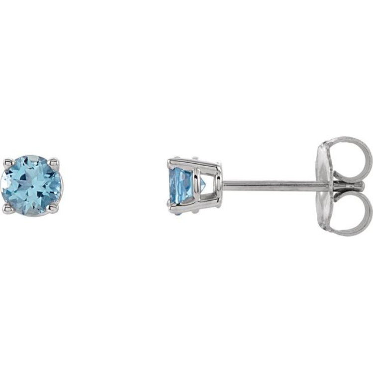 Sterling Silver 4 mm Natural Aquamarine Earrings