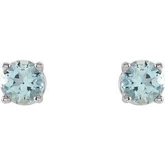 Sterling Silver 4 mm Natural Aquamarine Earrings