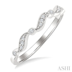 1/10 Ctw Triple Wave Round Cut Diamond Stackable Fashion Band in 10K White gold