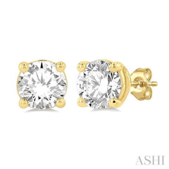 1 1/4 Ctw Round Cut Diamond Stud Earrings in 14K Yellow Gold