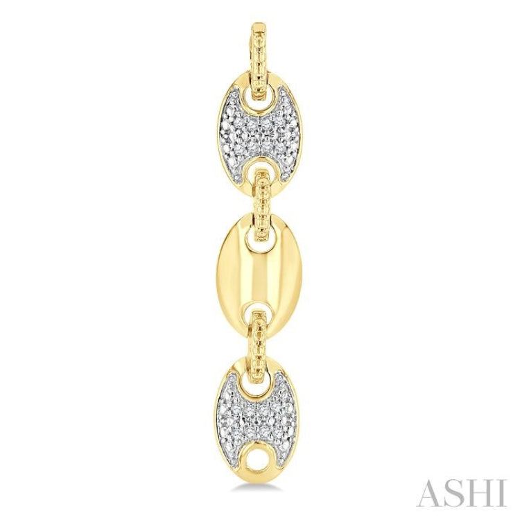 1/10 Ctw Bold Mariner Link Round Cut Diamond Fashion Earrings in Yellow Gold Vermeil