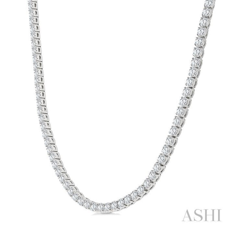 20 Ctw Round Cut Diamond Tennis Necklace in 14K White Gold
