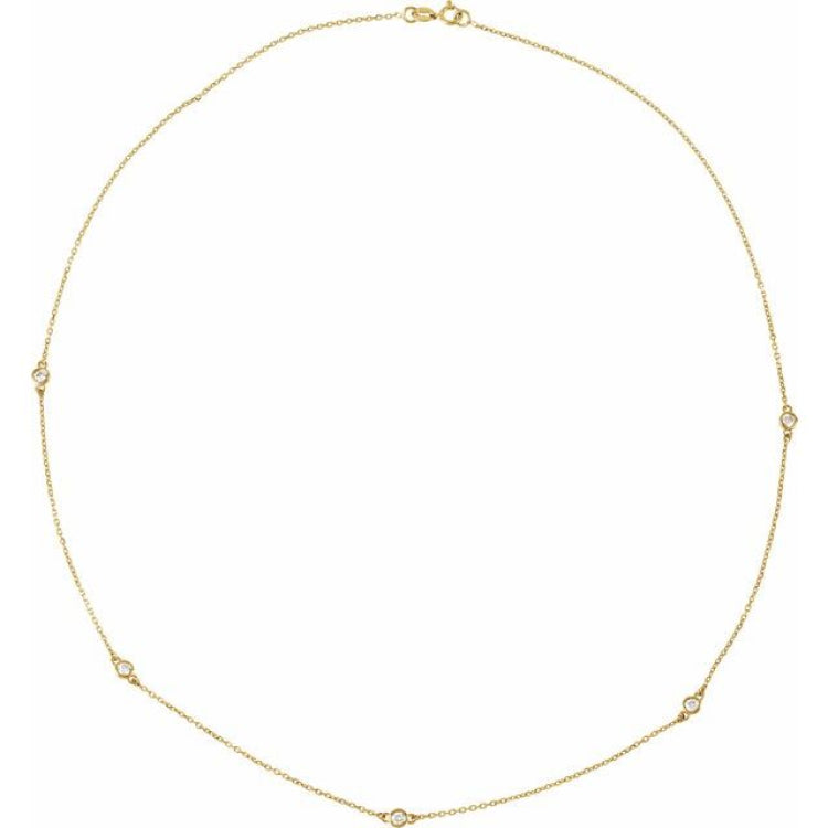 14K Yellow Gold 1 CTW Natural Diamond 5-Station 18" Necklace