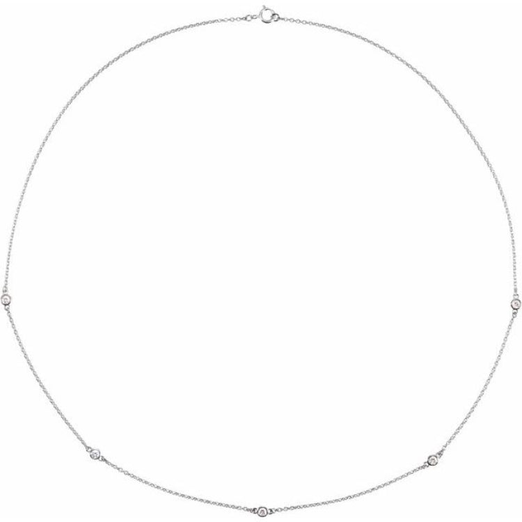 14K White Gold 1 CTW Natural Diamond 5-Station 18" Necklace