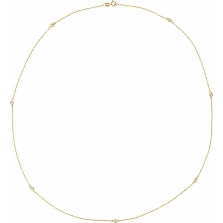 14K Yellow Gold 1 3/4 CTW Natural Diamond 7-Station 24" Necklace