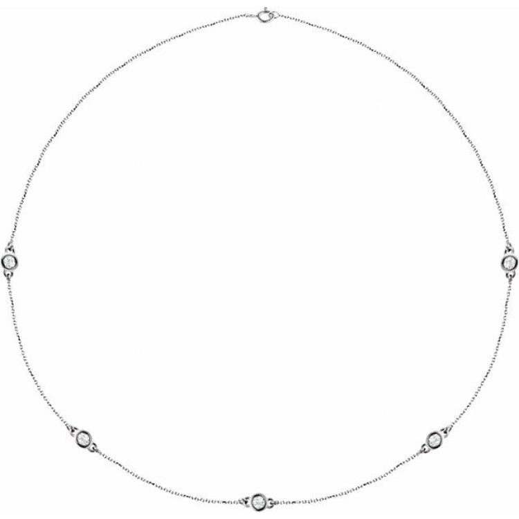 Sterling Silver 1 CTW Natural Diamond 5-Station 18" Necklace