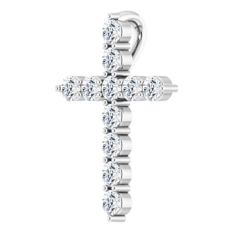 14K White Gold 1/4 CTW Natural Diamond Cross Pendant
