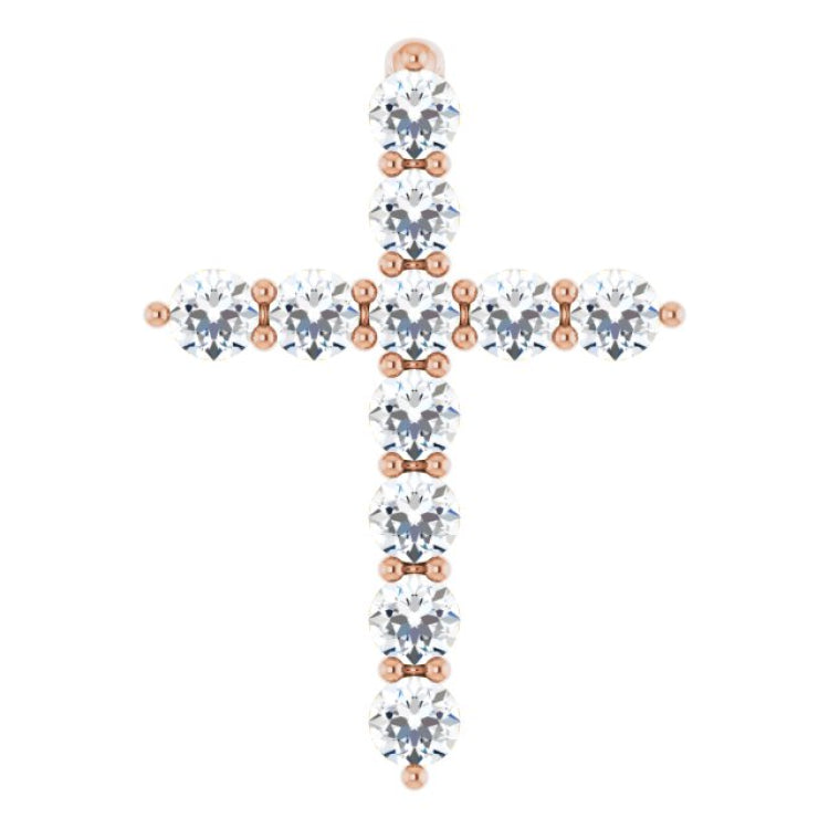14K Rose Gold 1/4 CTW Natural Diamond Cross Pendant