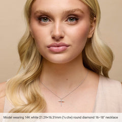 14K White Gold 1/4 CTW Natural Diamond Cross 16-18" Necklace
