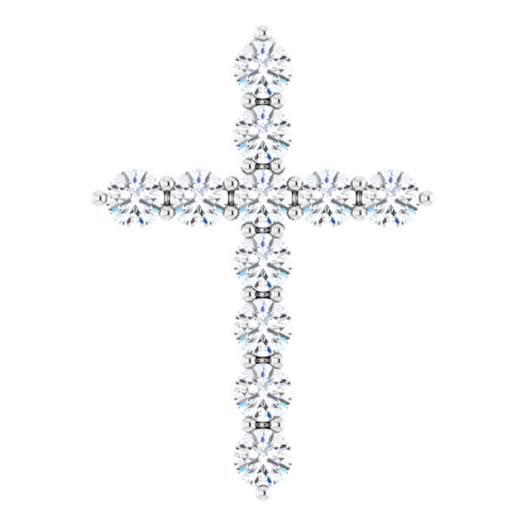 14K White Gold 3/8 CTW Natural Diamond Cross Pendant
