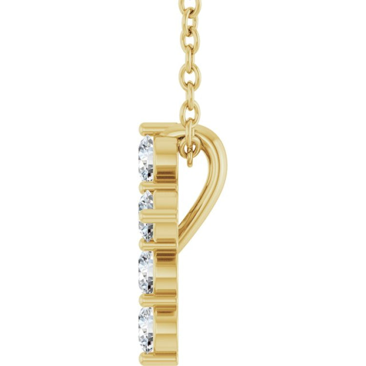 14K Yellow Gold 1/4 CTW Natural Diamond Cross 16-18" Necklace