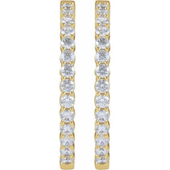 14K Yellow Gold 4 CTW Lab-Grown Diamond Inside-Outside Hinged 36 mm Hoop Earrings
