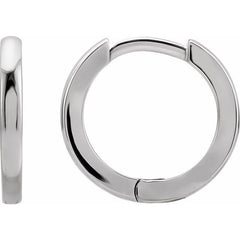 14K White Gold Hinged 12.5 mm Hoop Earrings