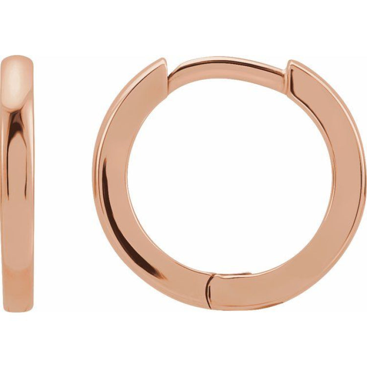 14K Rose Gold Hinged 15 mm Hoop Earrings
