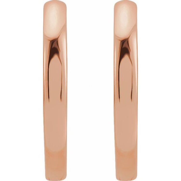 14K Rose Gold Hinged 15 mm Hoop Earrings
